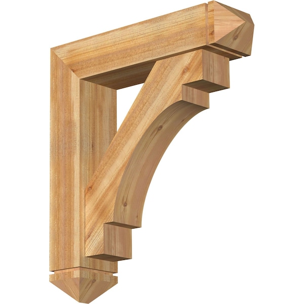 Ekena Millwork Merced Arts and Crafts Rough Sawn Bracket w/ Offset Brace, Western Red Cedar, 8"W x 34"D x 38"H BKT0806X34X38MRC03RWR - main